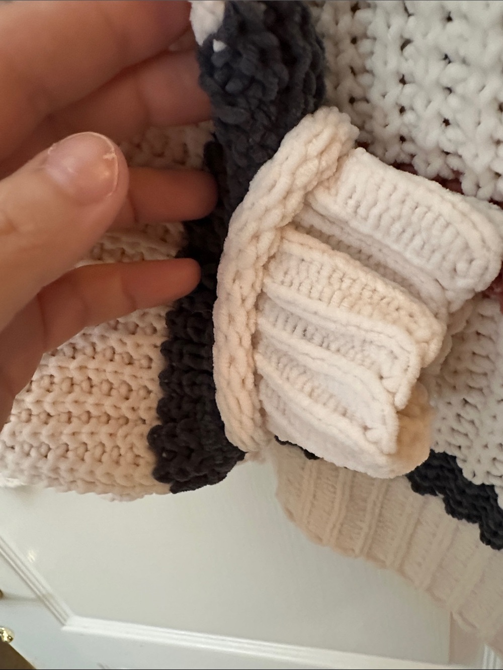 POL Chunky Striped Crew Sweater in Cream, Black & Brown - Picture 4 of 7